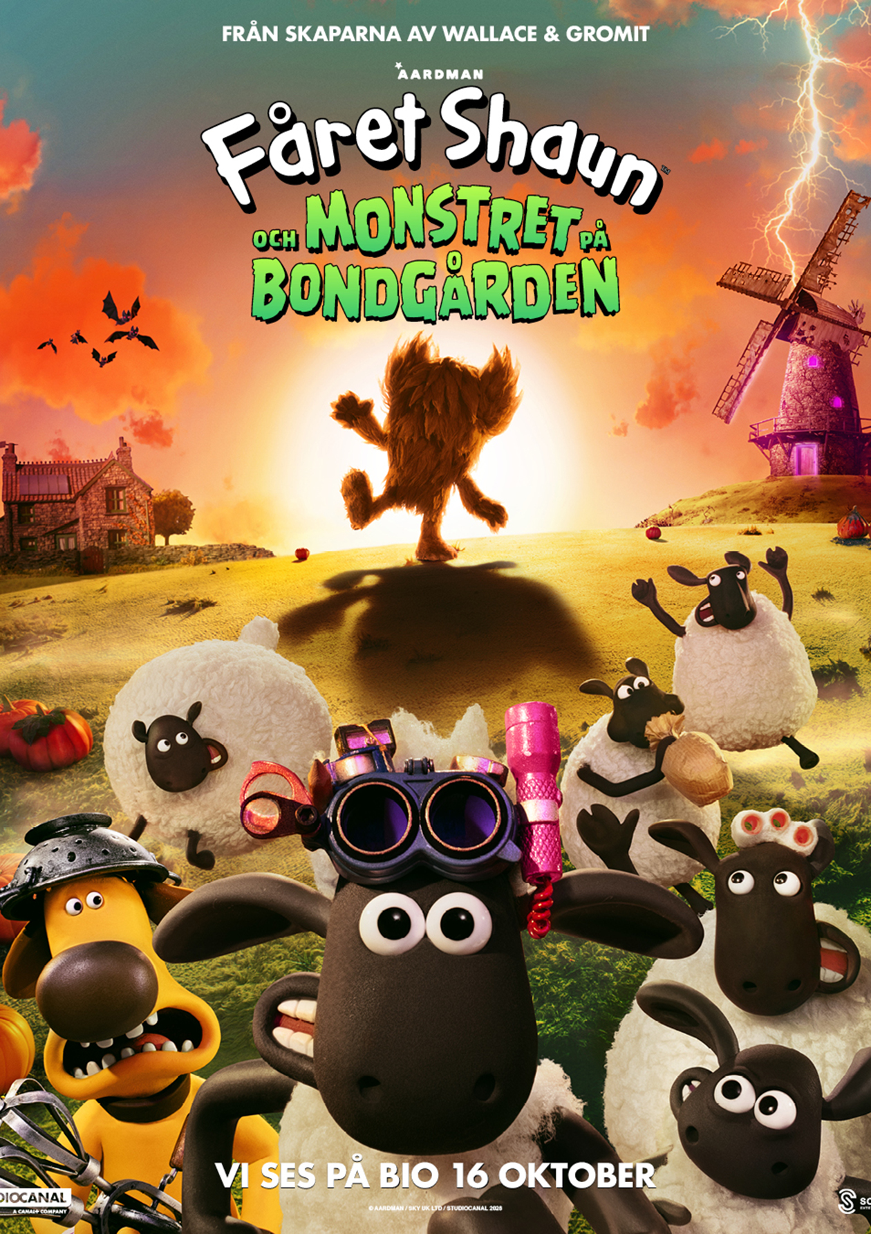 Affisch: Fåret Shaun och Monstret på Bondgården